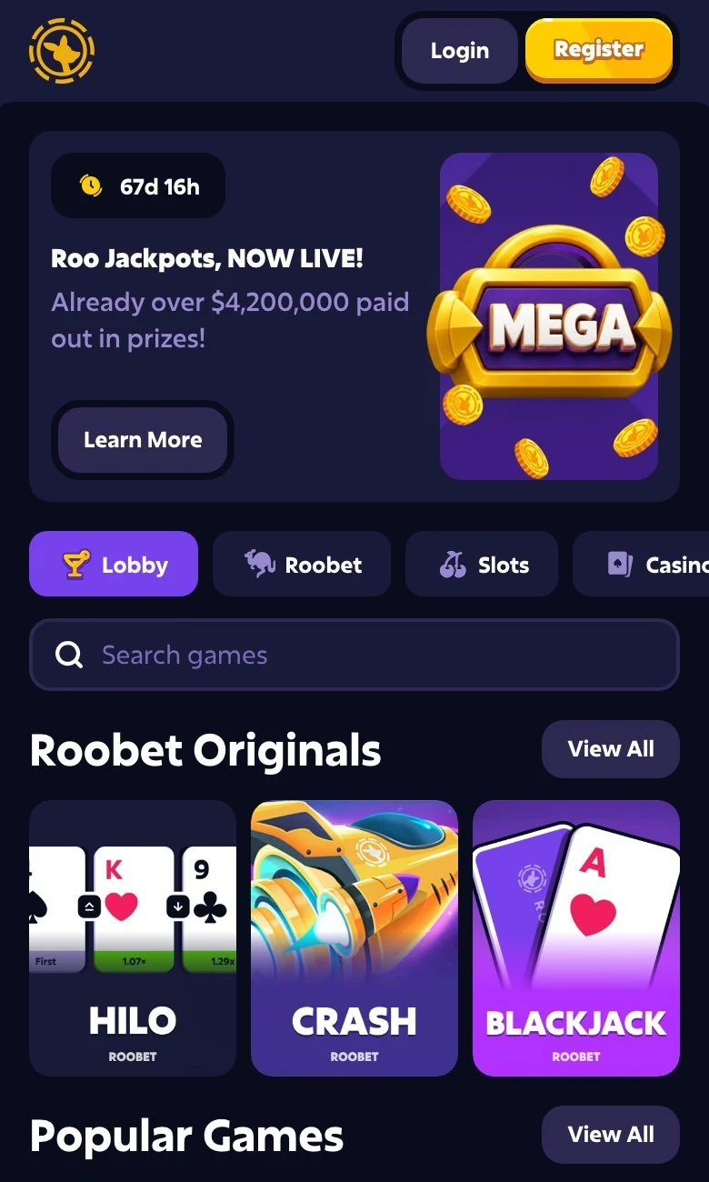 Roobet on mobile