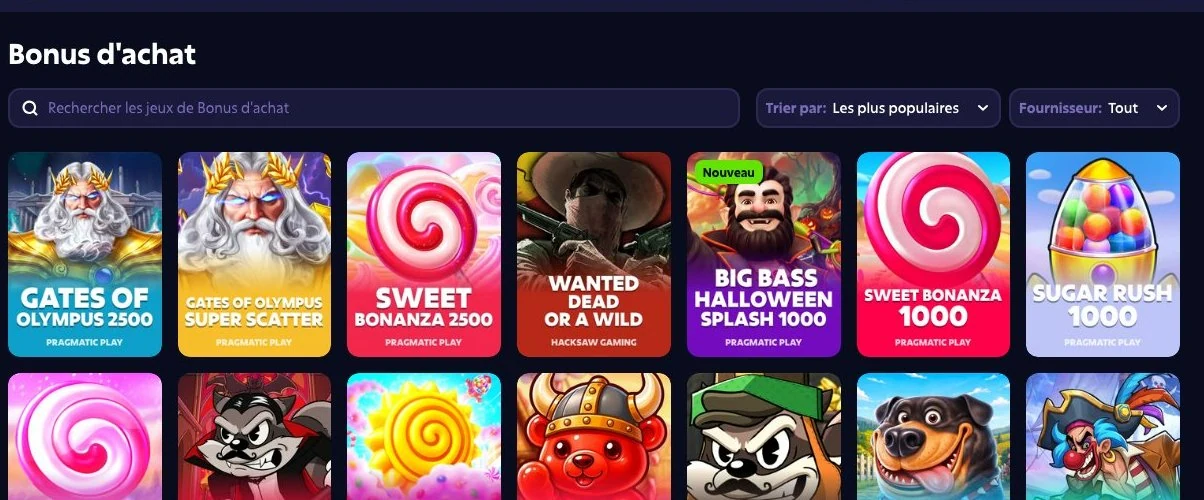 Roobet : machines à sous avec achat de bonus