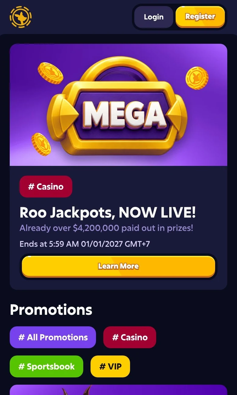 Roobet promotions page