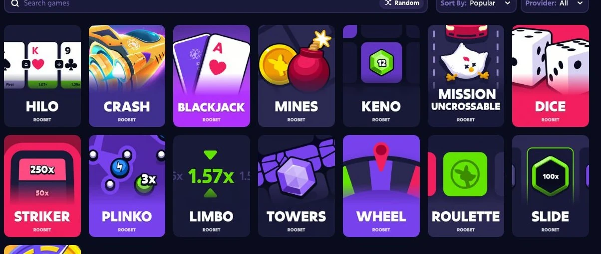 Roobet Originals: crash, plinko and limbo