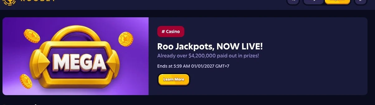 Roobet promotions page